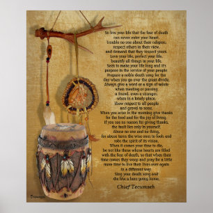 Poster "Vivez votre vie" Tecumseh Dreamcatcher et Drum