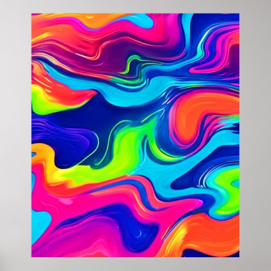 Poster Vivid Abstrait Color Waves Art (Devant)