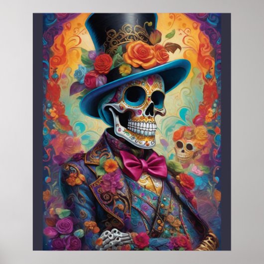 Poster Vivid Celebration : Sugar Skull Dapper Skeleton (Devant)