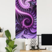 Poster Vivid Cool Abstrait rose violet Fractal Art Spiral (Bureau à domicile)