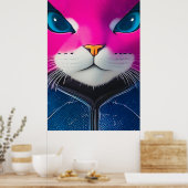 Poster Vivid Cyborg Cat Closeup (Cuisine)
