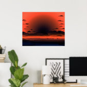 Poster Vivid Dark Sunburst Beach Sky (Bureau à domicile)