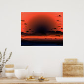 Poster Vivid Dark Sunburst Beach Sky (Cuisine)