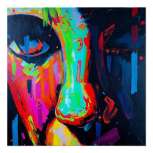 Poster Vivid Expression Neon Visage Abstrait Art moderne