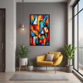 Poster Vivid géométrique Abstrait - Cubiste dynamique