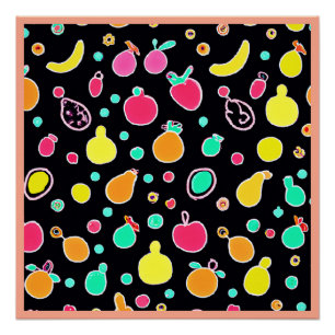 Poster Vivid Neon Motif fruité