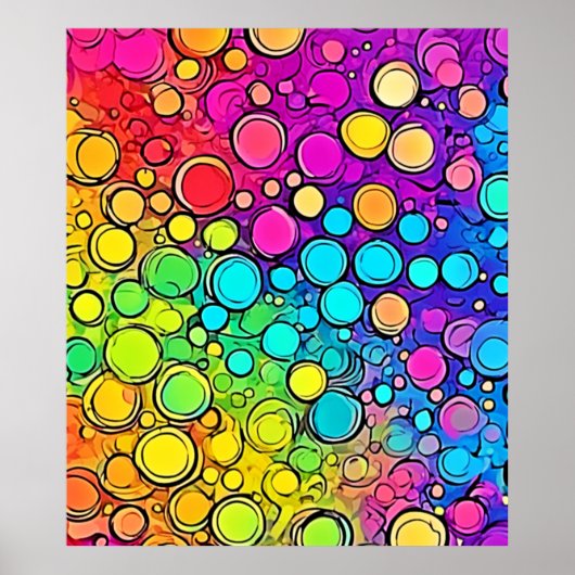 Poster Vivid Rainbow Bubble Abstraction (Devant)