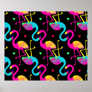 Poster Vivid tropical, hawaïen exotique sans couture moti