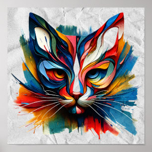 poster "Vivid Whiskers – Abstracte katachtige ener