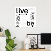 Poster vivre | amour | connaître | (Bureau à domicile)