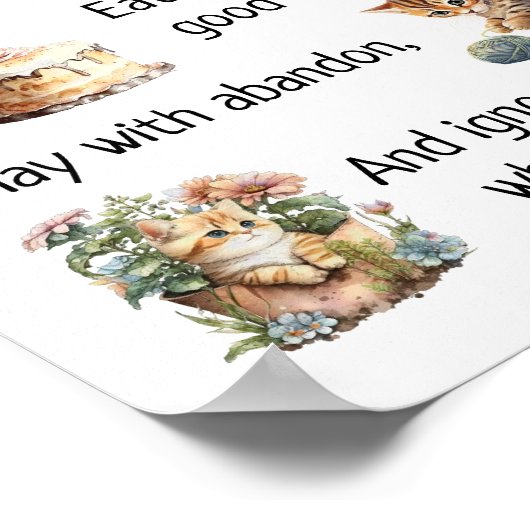 Poster Vivre comme un chat aquarelle art mur pendaison (Coin)