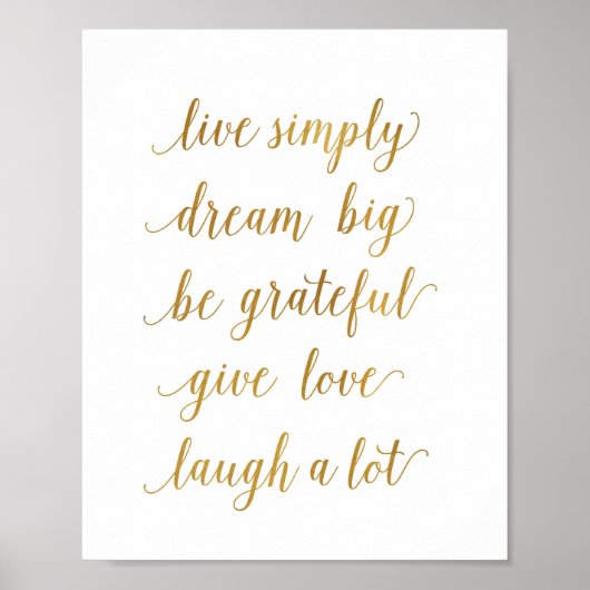 Poster vivre simplement rêve grand Art Print (Devant)