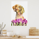 Poster Vizsla Chien Aquarelle Peinture, Art (Cuisine)