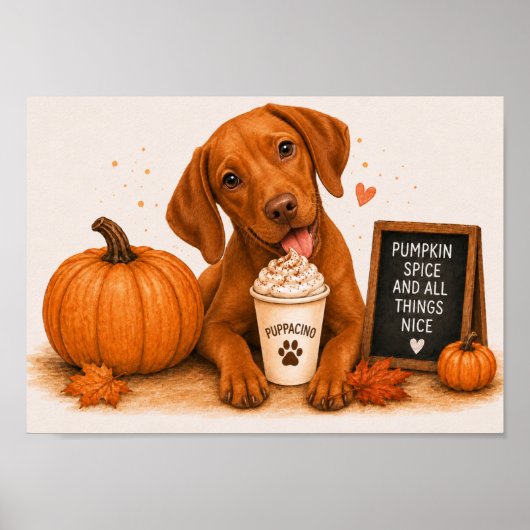 Poster Vizsla Chien Chaud Canard au potiron épicé A4 (Devant)