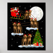 Poster Vizsla Dog Santa Sleigh Flying Funny Magical Chris (Devant)