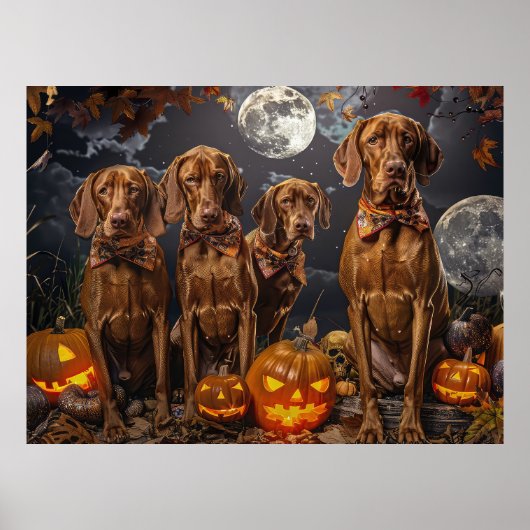 Poster Vizsla Halloween Squelettique (Devant)