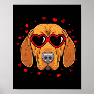 Poster Vizsla Hongrois Saint-Valentin Cœur Amoureux des C