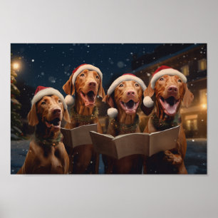 Poster Vizslas Noël Festive de Noël Caroling