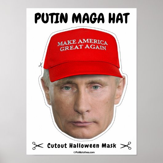 Poster Vladimir Poutine Masque Casquette d'Halloween (Devant)