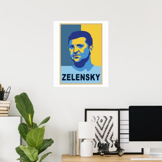 Poster Vladimir Zelensky - Je suis avec l'Ukraine (Bureau à domicile)