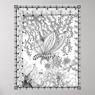 Poster "vlinderkussen van mevrouw Dee" kleuren