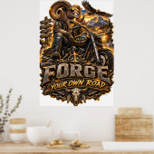 Poster VLLC Forge Your Own Road Motorcycle Biker Skeleton (Cuisine)