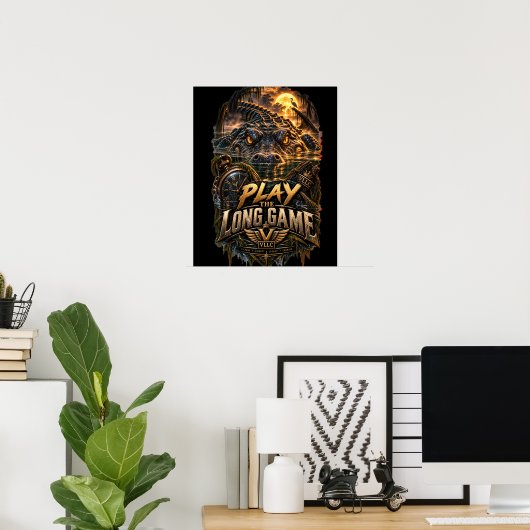 Poster VLLC Play The Long Game Motivation Alligator Art (Bureau à domicile)
