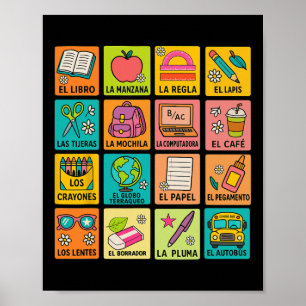Poster Vocabulaire espagnol Rentrée scolaire Maestra Bili