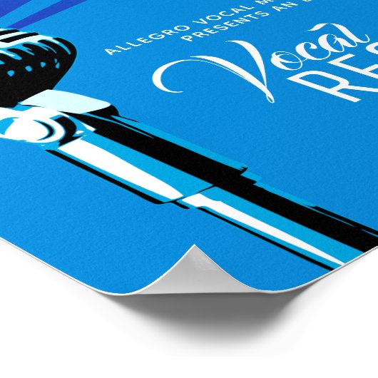 Poster Vocal récital classique microphone musique bleu po (Coin)