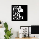 Poster vocale, guitare, basse, batterie... rock (Bureau à domicile)