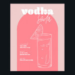 Poster Vodka Soda Recette rose vintage inspirée par Retro<br><div class="desc">Vodka Soda inspirée vintage Retro Recette rose et rose foncé</div>