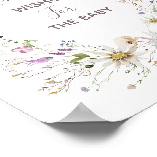 Poster Voeux Baby shower fleur sauvage pour bébé (Coin)