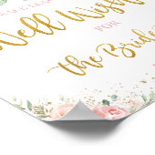 Poster Vœux chic rose floral pour future mariée (Coin)