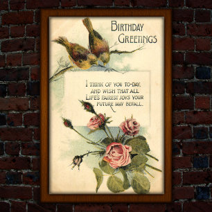 Poster Voeux d'anniversaire vintages 1917 Rose