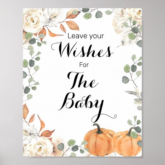Poster Voeux de Baby shower citrouille rustique pour bébé (Devant)
