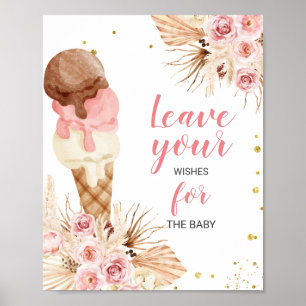 Poster Vœux de Baby Shower de glace bohème pour panneau d