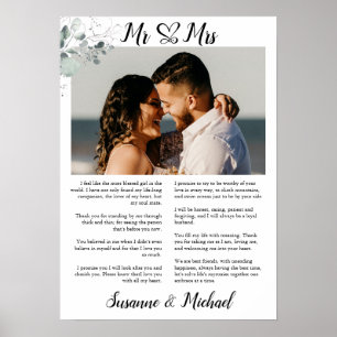 Poster Voeux de mariage avec photo, cadeau d'impression d