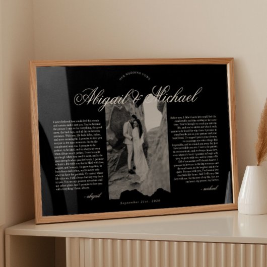Poster Vœux de mariage écriture moderne noir et blanc ave