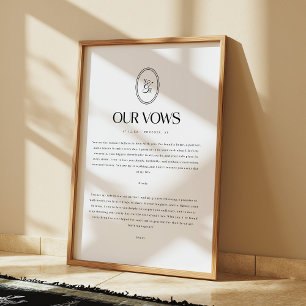 Poster Vœux de mariage minimalistes Monogramme personnali