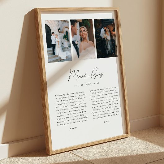 Poster Vœux de mariage personnalisés sur un script minima