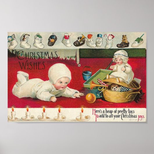 Poster Voeux de Noël Bébé et jouets (Devant)