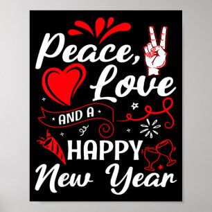 Poster Vœux de Nouvel An, Paix, Amour, Bonne Année, Nouve