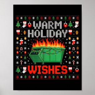 Poster Voeux de vacances chaleureux Feu de poubelle Noël