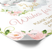 Poster Voeux d'éléphant rose fleuri pour bébé (Coin)