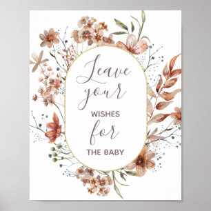 Poster Voeux Fleur sauvage d'automne pour bébé