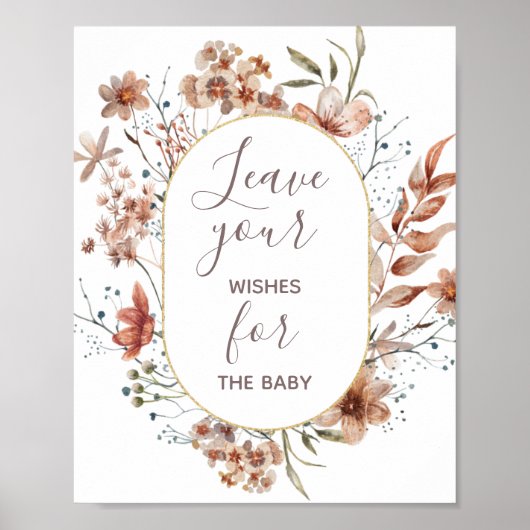 Poster Voeux Fleur sauvage d'automne pour bébé (Devant)