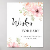 Poster Voeux floraux roses pour bébé SIGNE (Devant)