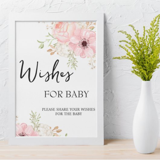 Poster Voeux floraux roses pour bébé SIGNE
