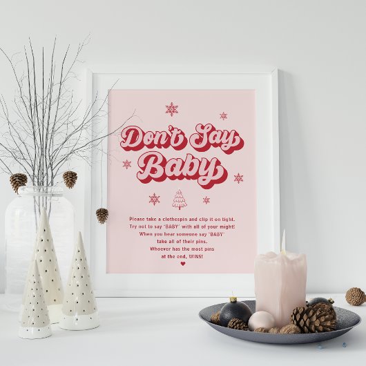 Poster Voeux modernes pour bébé Noël Baby shower Jeu