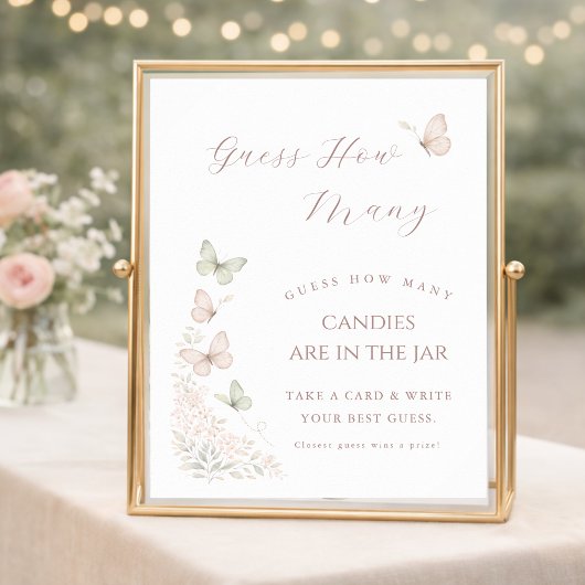 Poster Vœux Papillon Pastel Baisers de Bébé Devinez Combi